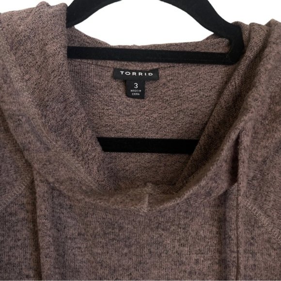 Torrid Size 3 Brown Hooded Oversized Pullover Knit Ling Sleeved Hoody - Picture 3 of 13